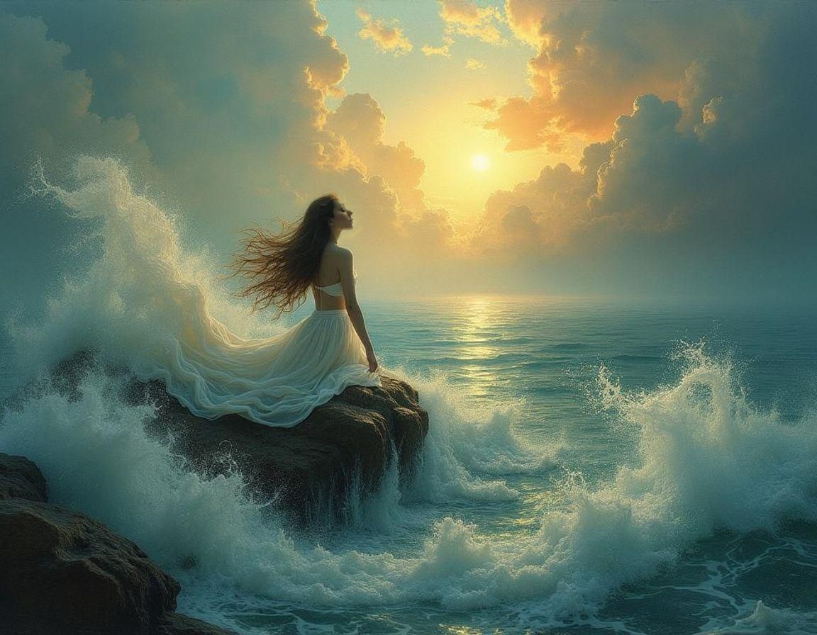 Dreamlike Mermaids Singing at Dawn: A Surrealist Vision