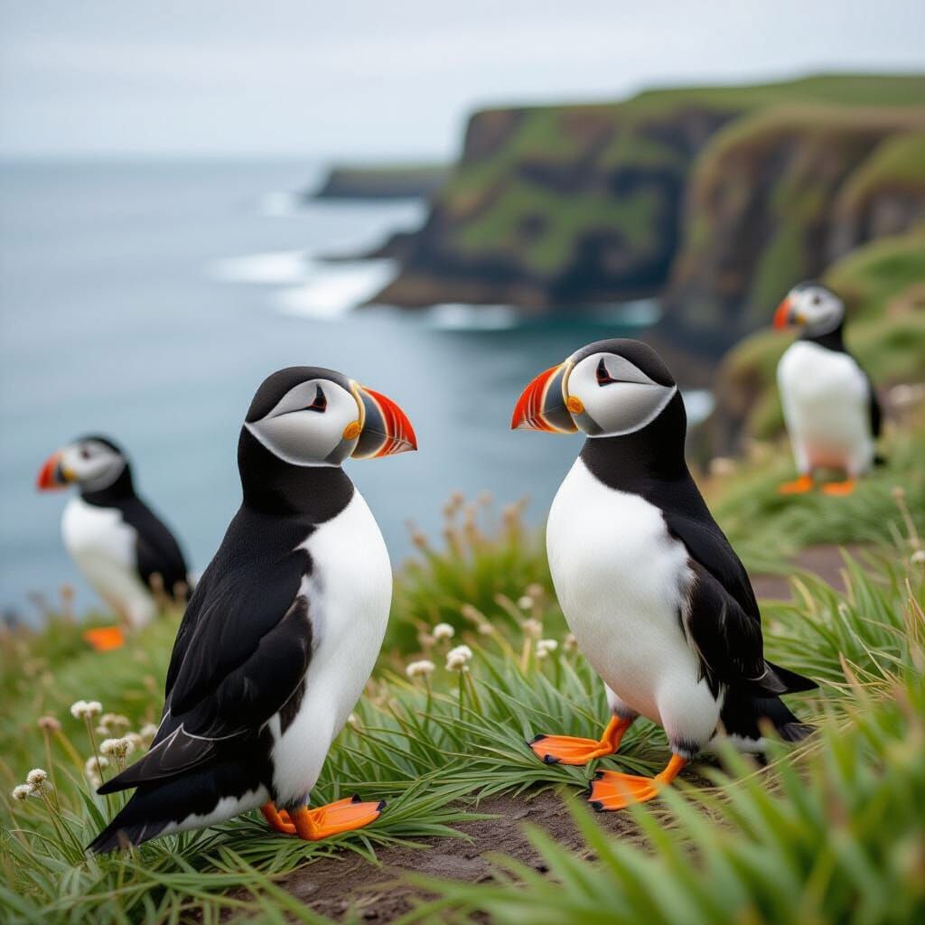 Colorful Puffins Generated by AI