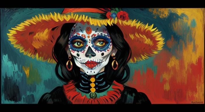 La Calavera Catrina: Day of the Dead in Expressionist Style