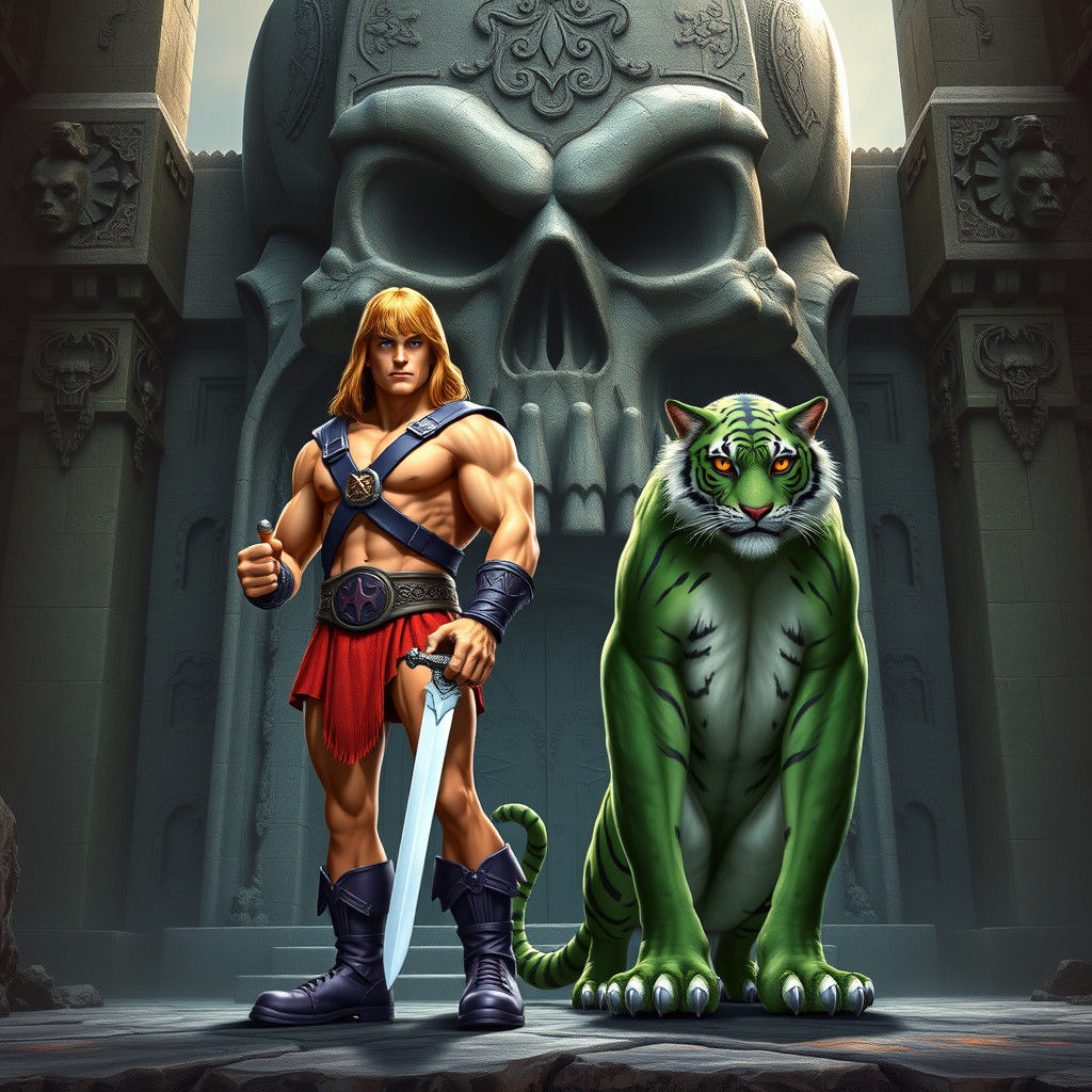 He-Man and Battle Cat at Gray Skull Palace in 3D