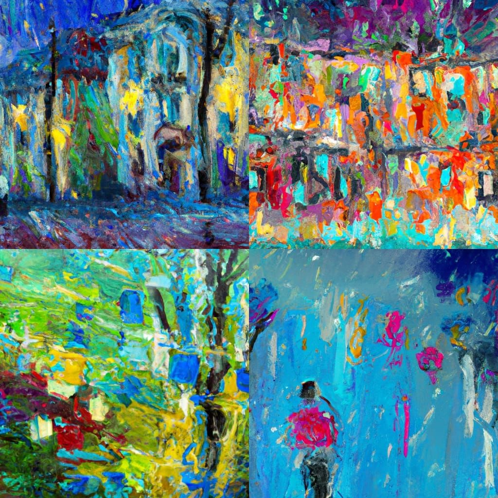 Rainy Day: Neo-Impressionist Oil Painting