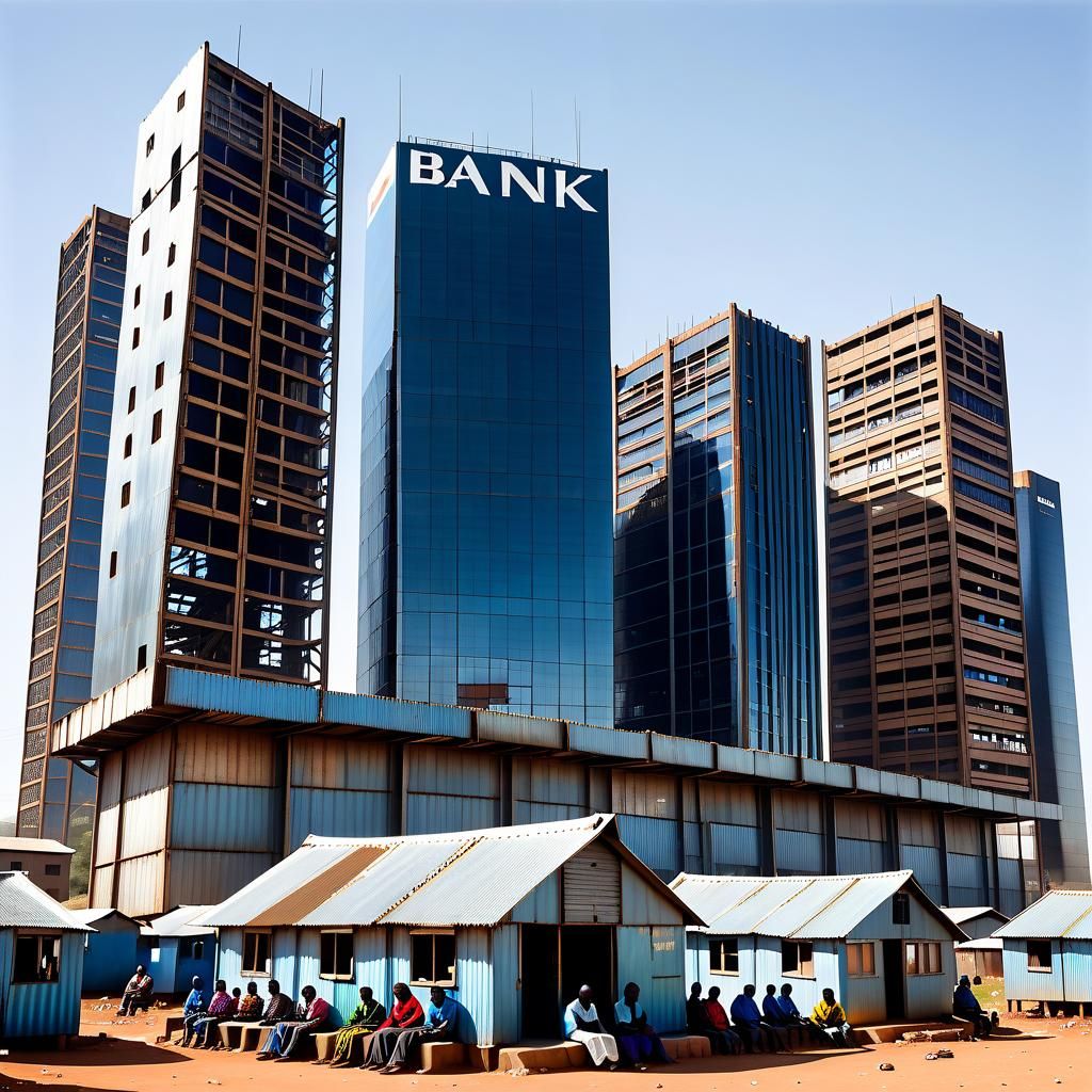 Modern Skyscraper Overlooks South African Shanty Town