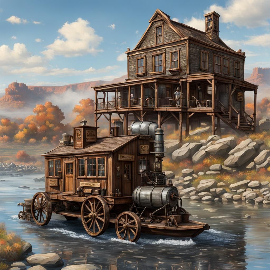 Steampunk Old West Ferry Crossing
