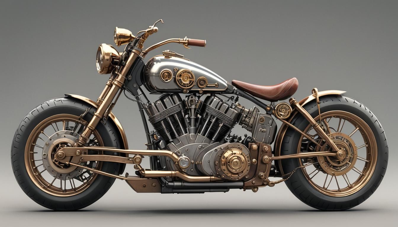1950s Hotrod Motorbike with Steampunk Engine
