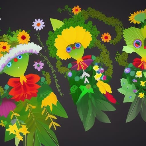 Fantasy Flower People in Vibrant Digital Animation