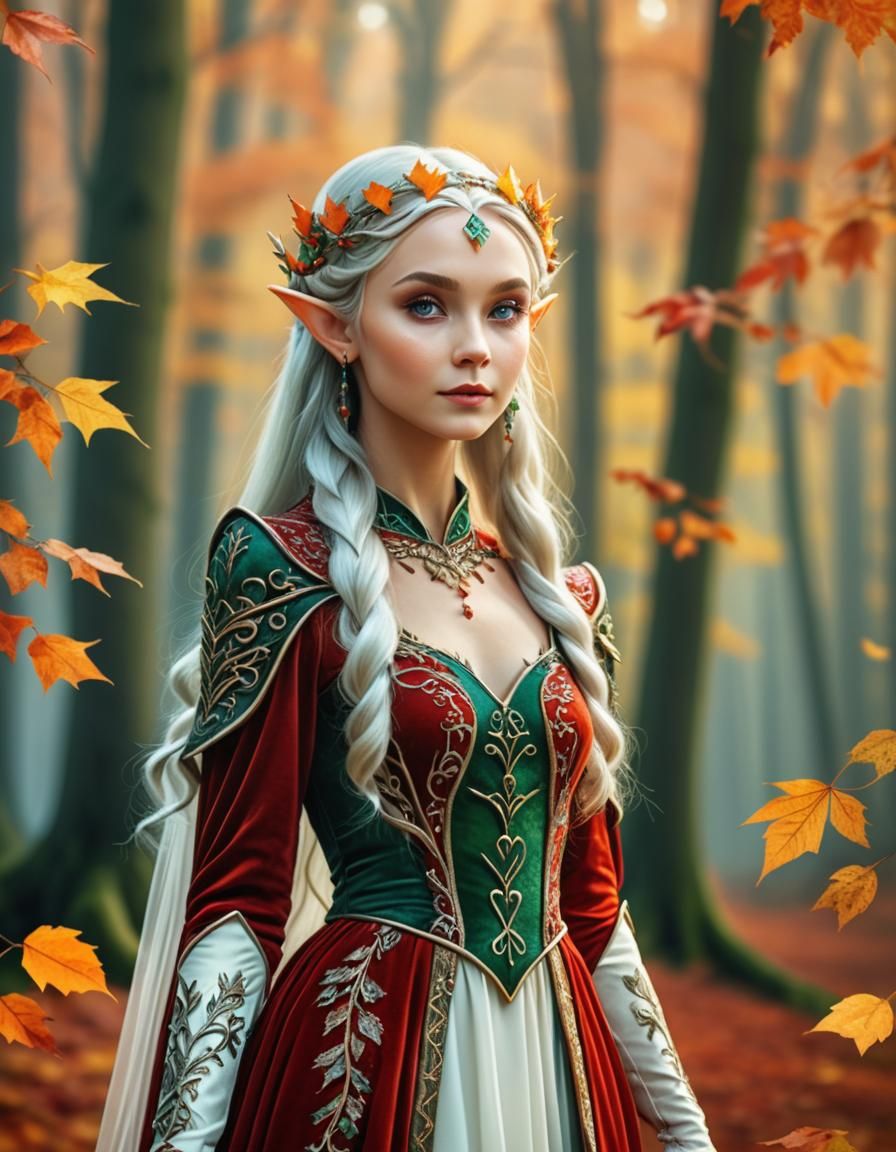 Elven Princess in Autumn Forest