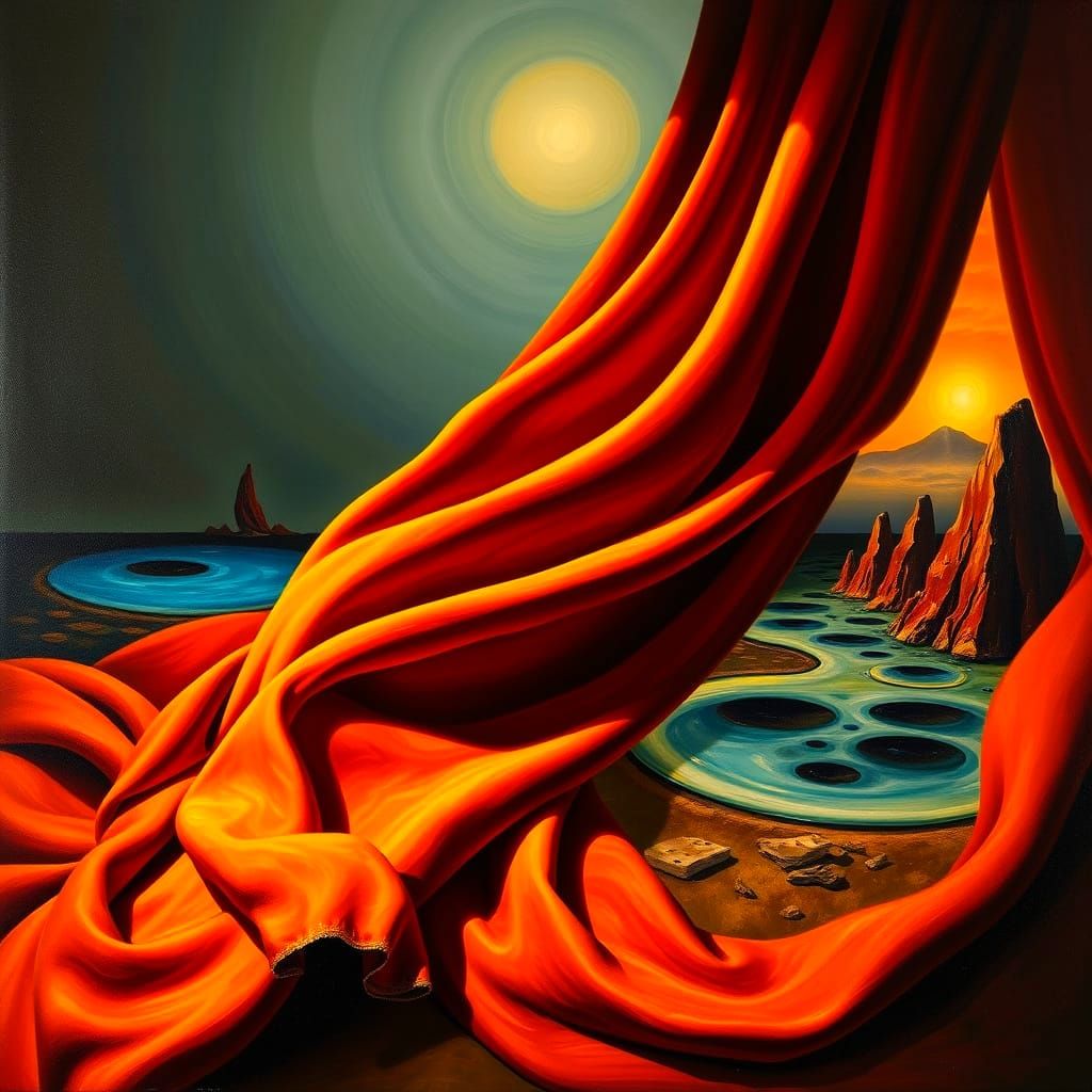 Surreal Drape with Dramatic Shadows in Dali Style