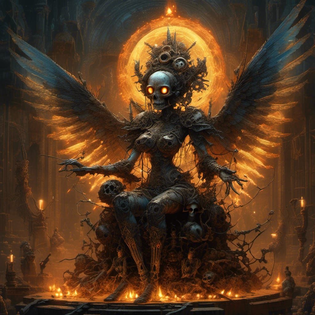 Steampunk Goblin Shaman Conjuring Fire Skull