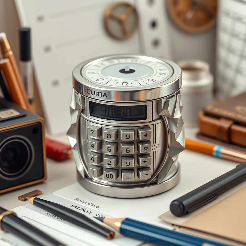 Metallic Curta Calculator Crafted from Origami Paper Folds