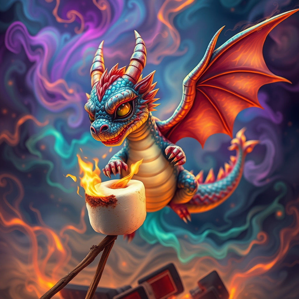 Plasma Dragon Toasts Marshmallow: Whimsical Art