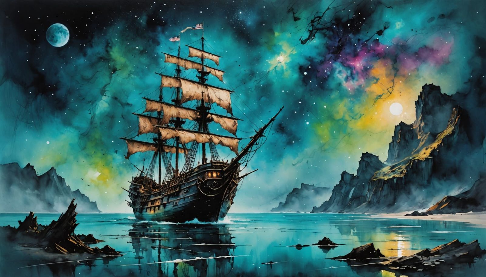 Midnight pirate ship