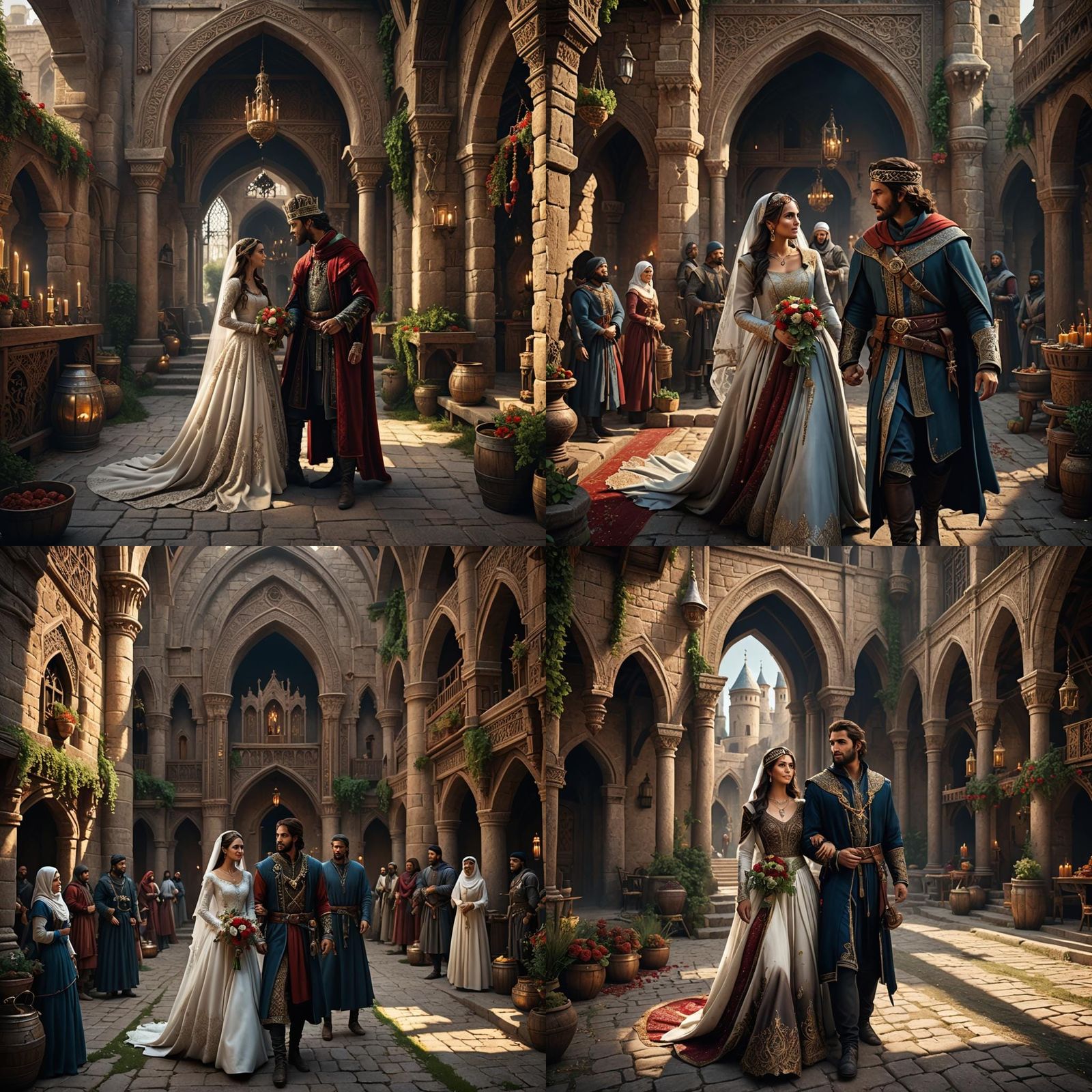 Rustic Medieval Wedding: Arabic Man and Caucasian Woman