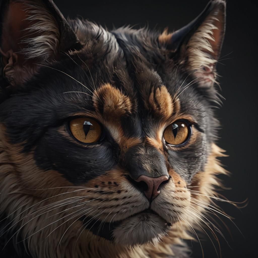 Anime Fantasy Creature Half Cat Half Bull Portrait