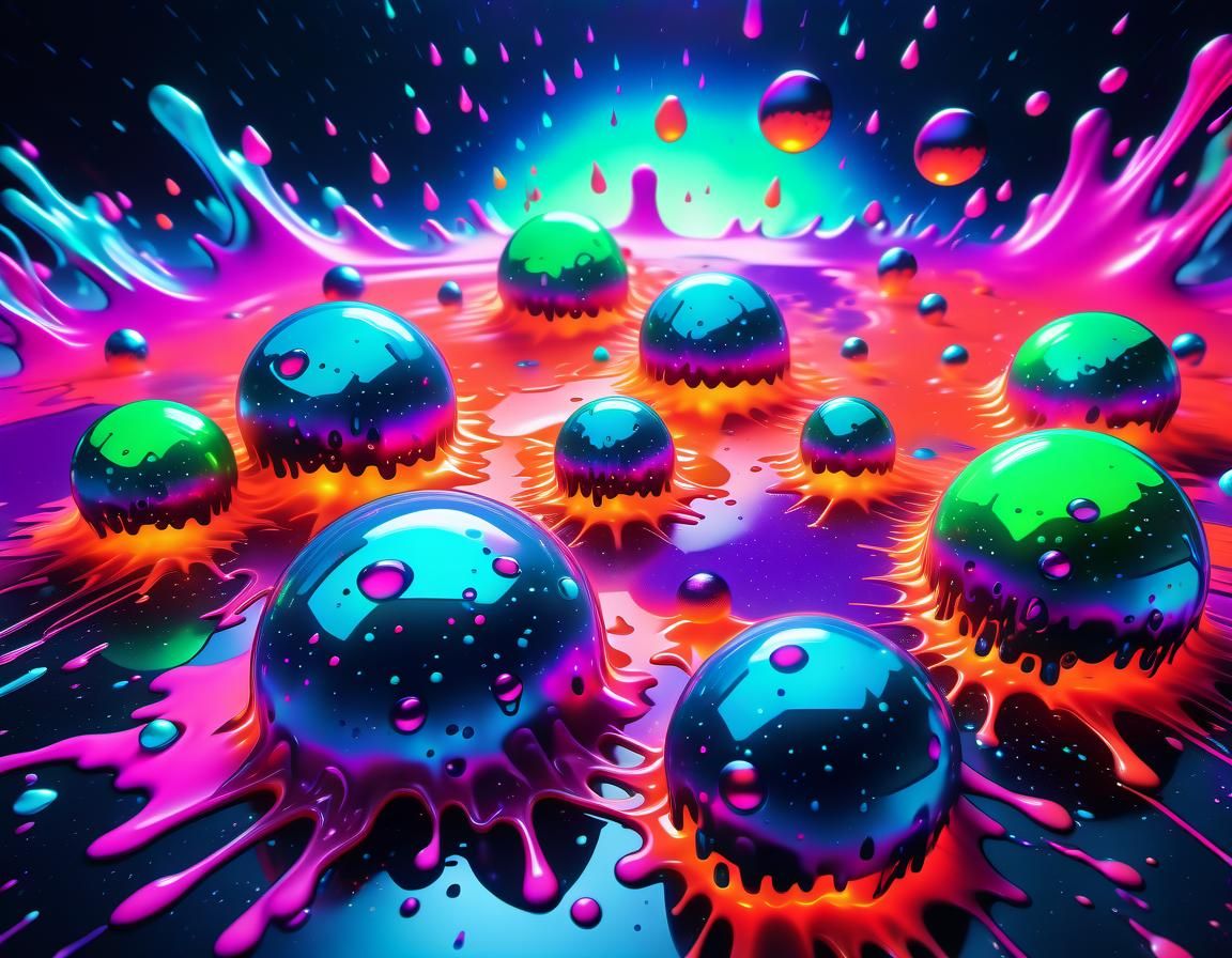 Cyberpunk Snowball Melts in Synthwave Galaxy