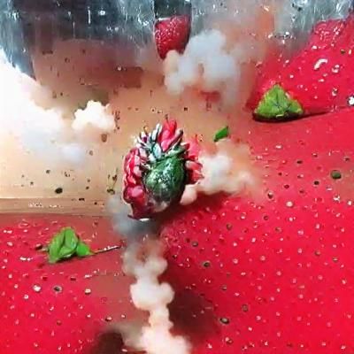 Exploding Strawberry Grenade: Photorealistic Visual