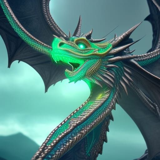 Emerald Dragon Necklace: Detailed Matte Painting
