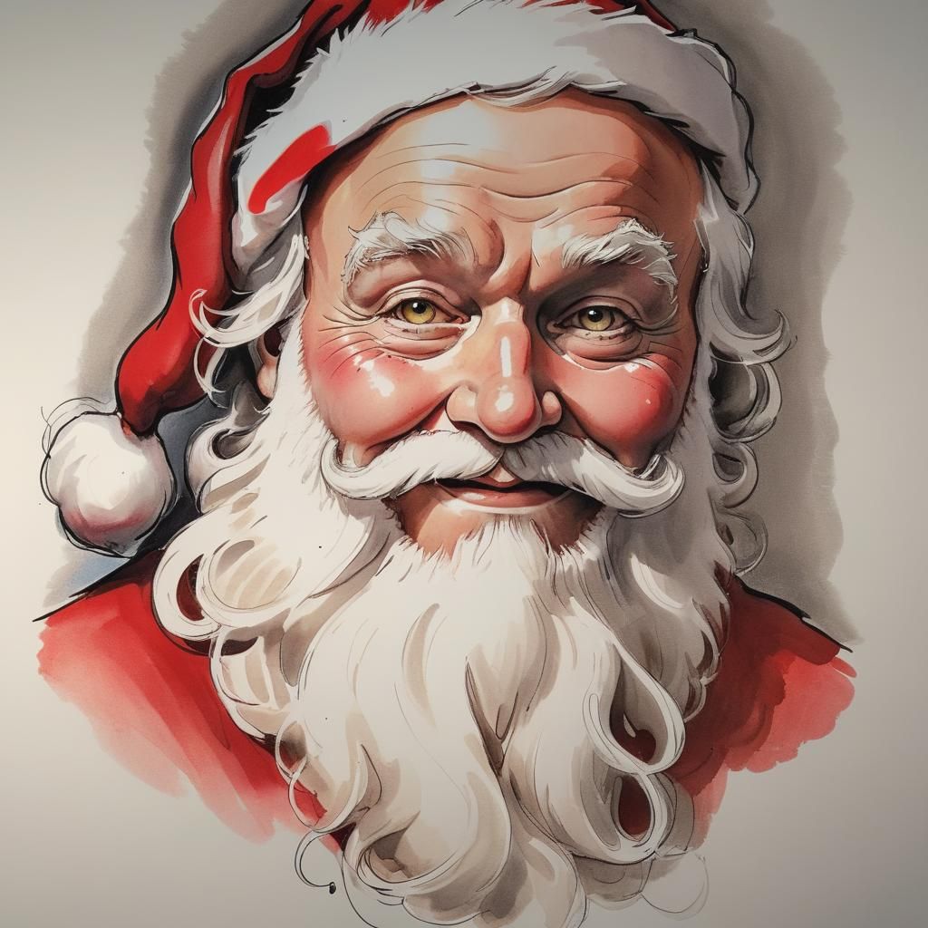 A Warm Portait of Santa Claus in Candlelight