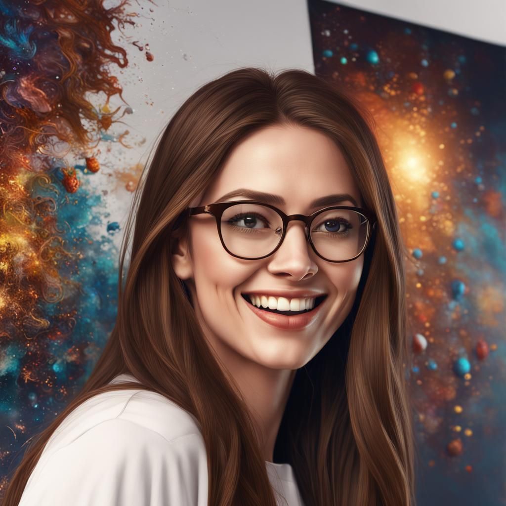 Girl with Glasses and Canvas: Matte Painting