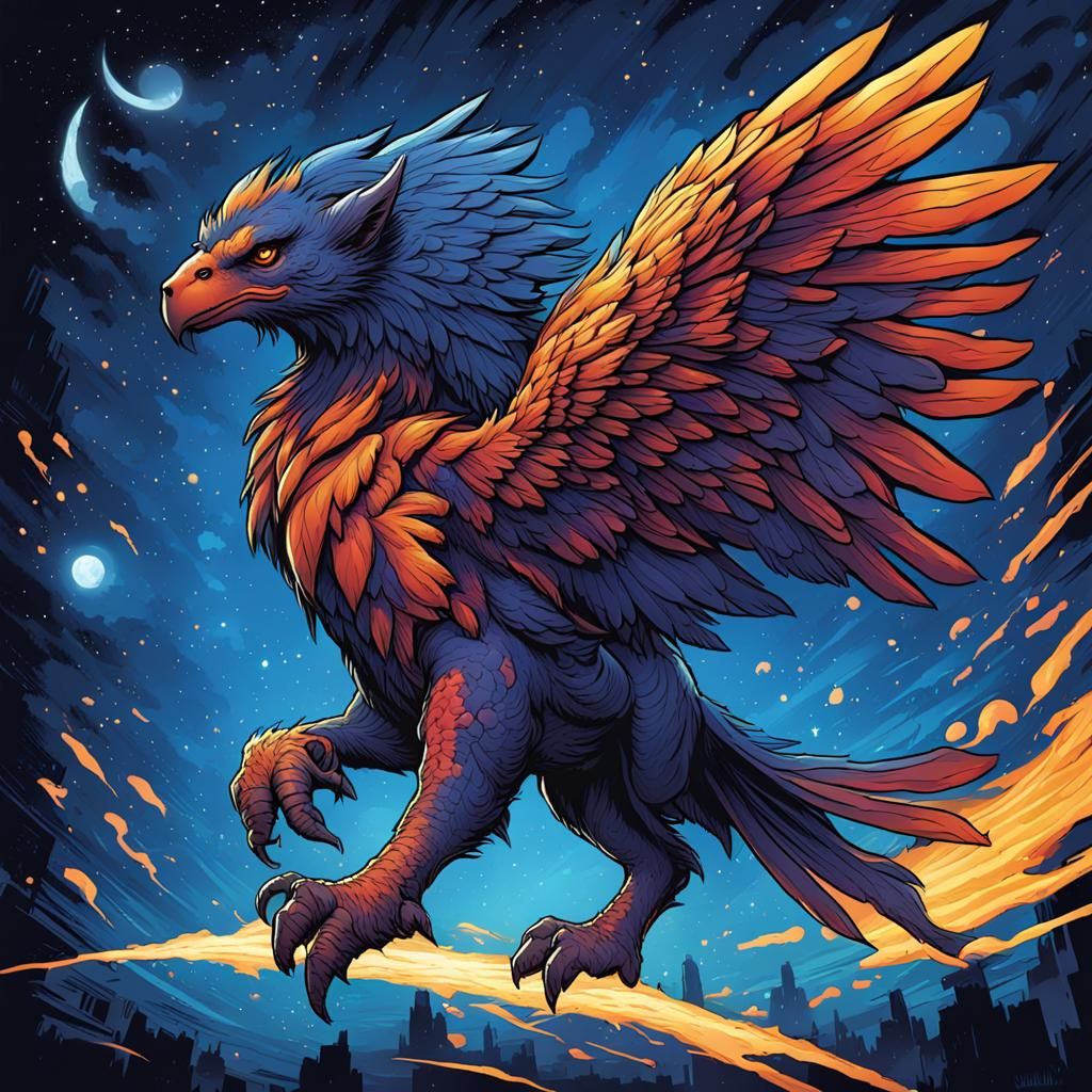 Vibrant Star Griffin in Comic Book Art Style