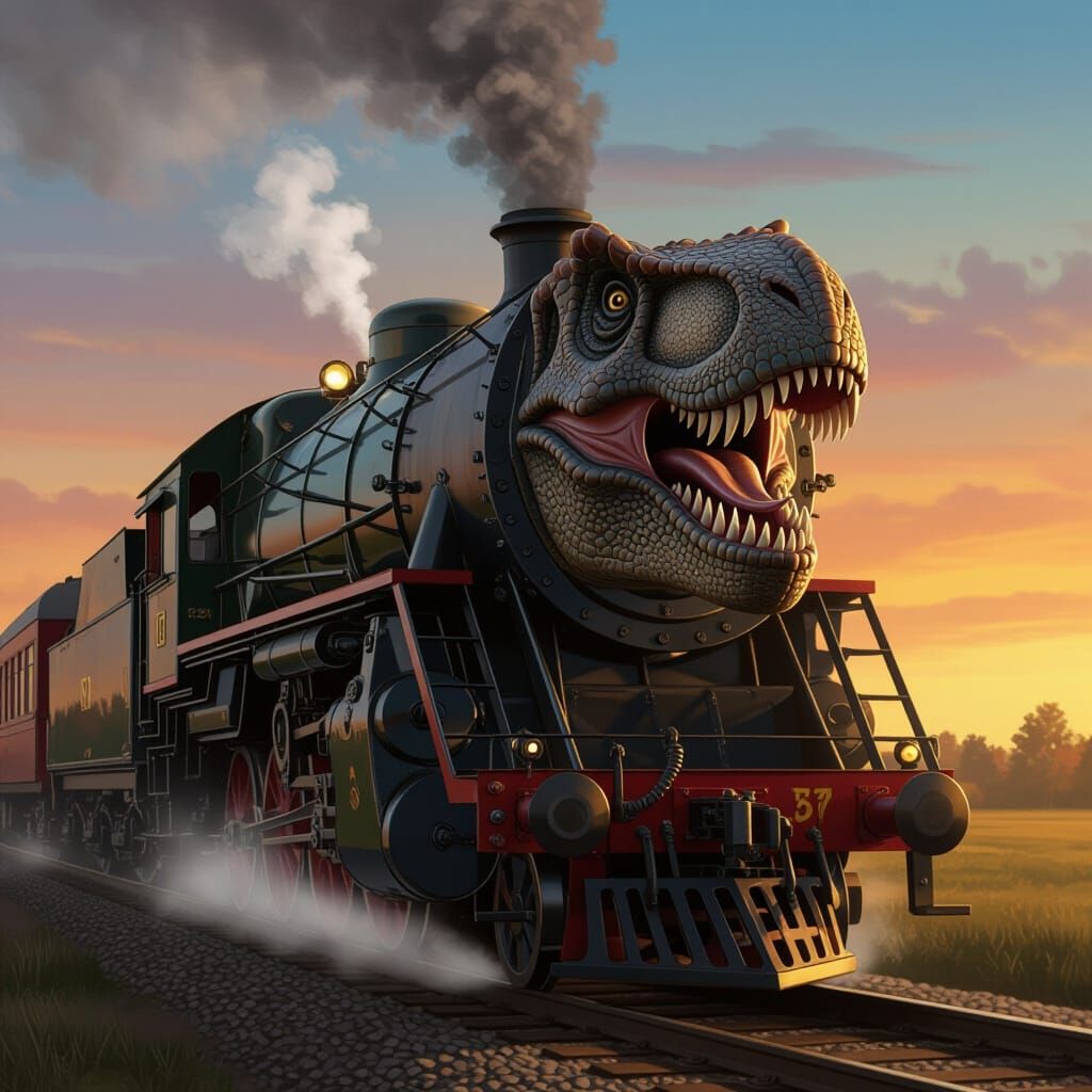 Tyrannosaurus Rex Steam Train Concept Art