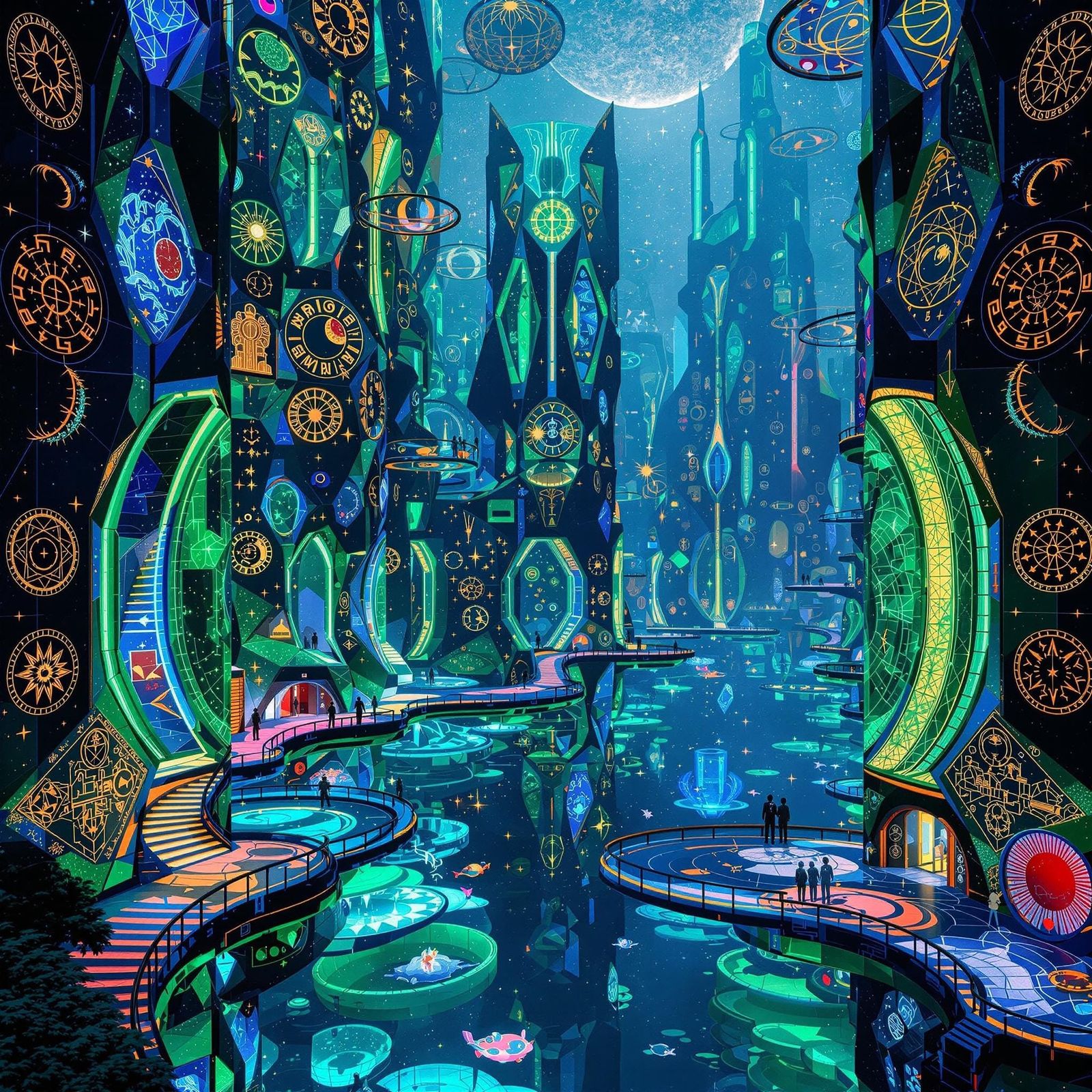 Glowing City on Methane Reef Planet