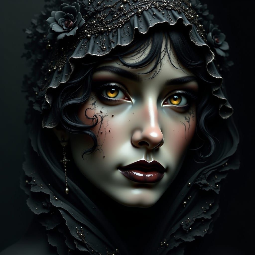 Gothic Portrait with Contrasting Emotions