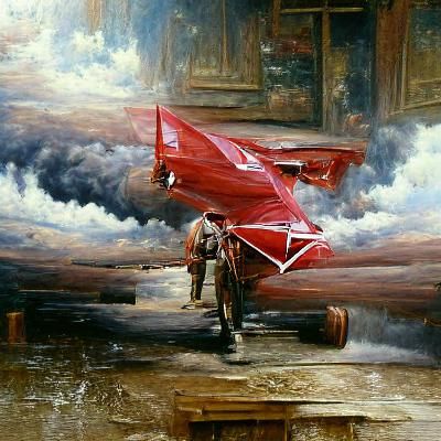 Red Baron in Flight, Oil Painting