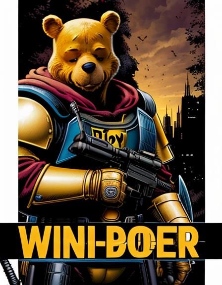 Winnie the Pooh as Judge Dredd Comic Art