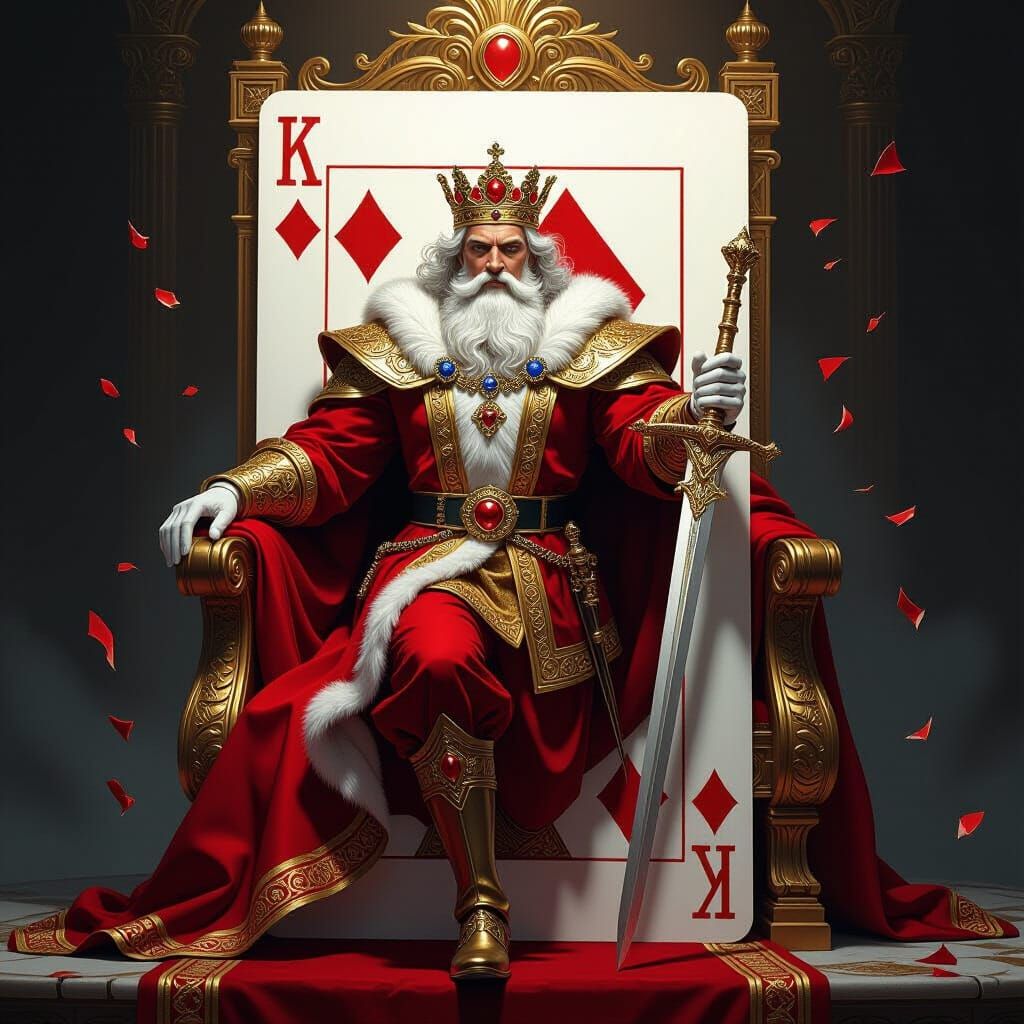 King of Diamonds Emerges from Playing Card