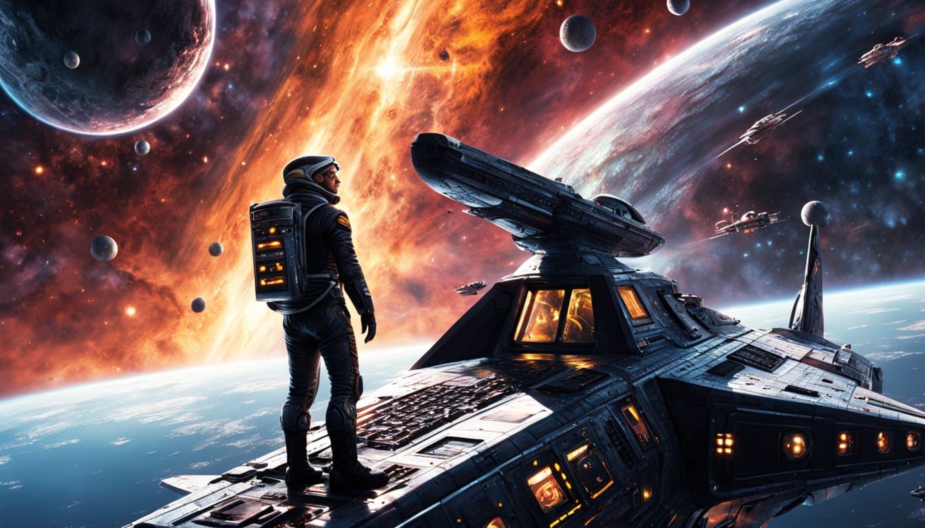 Star Sailor on Spaceship in Chris Foss Style