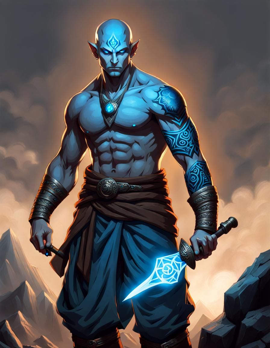 Mountain Goliath Monk with Glowing Eyes Portrait