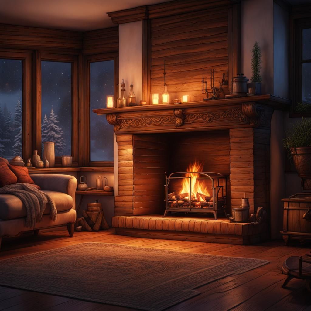 Cozy fireplace