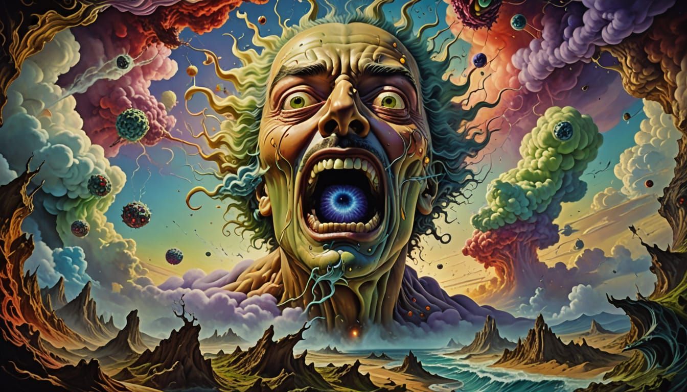 Surreal Exploding Mind in Hyper-Realistic Digital Art