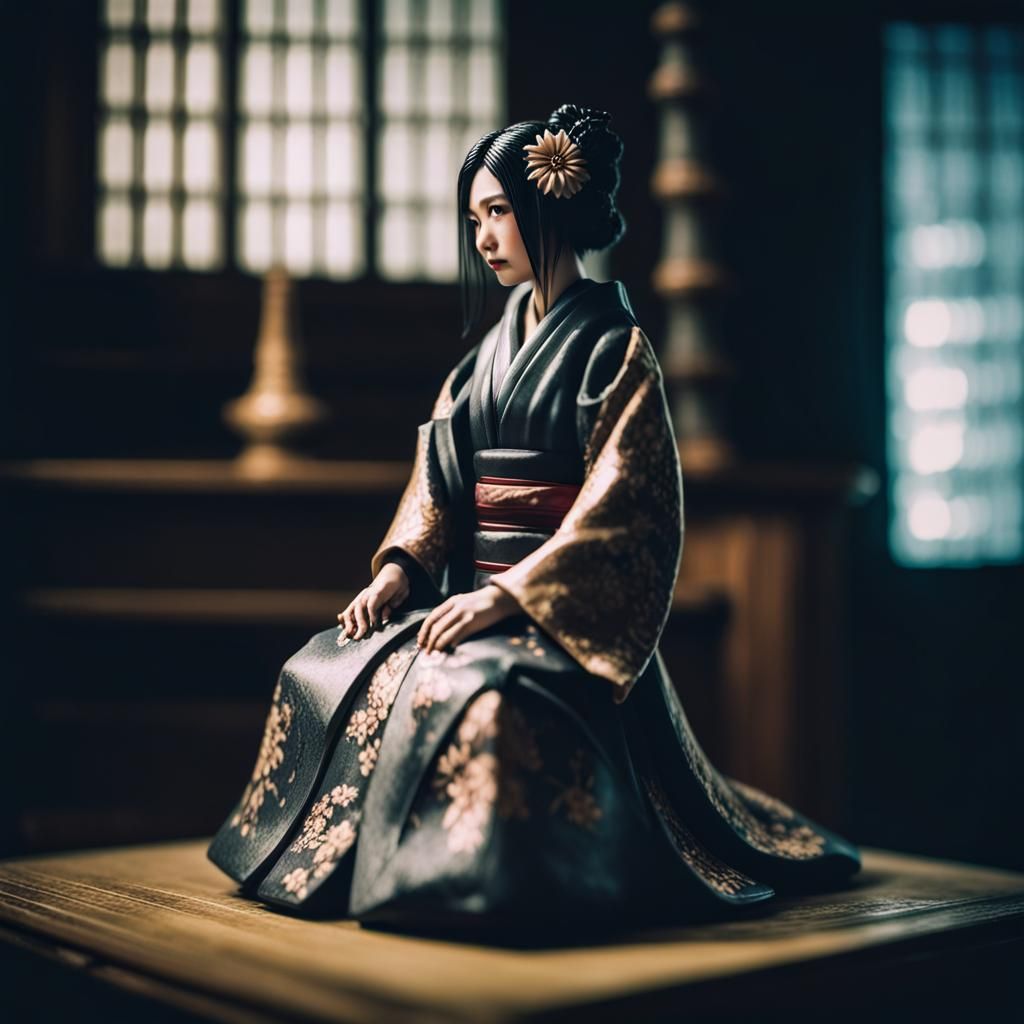 Japanese Gothic Female Figurine in Cinematic Style