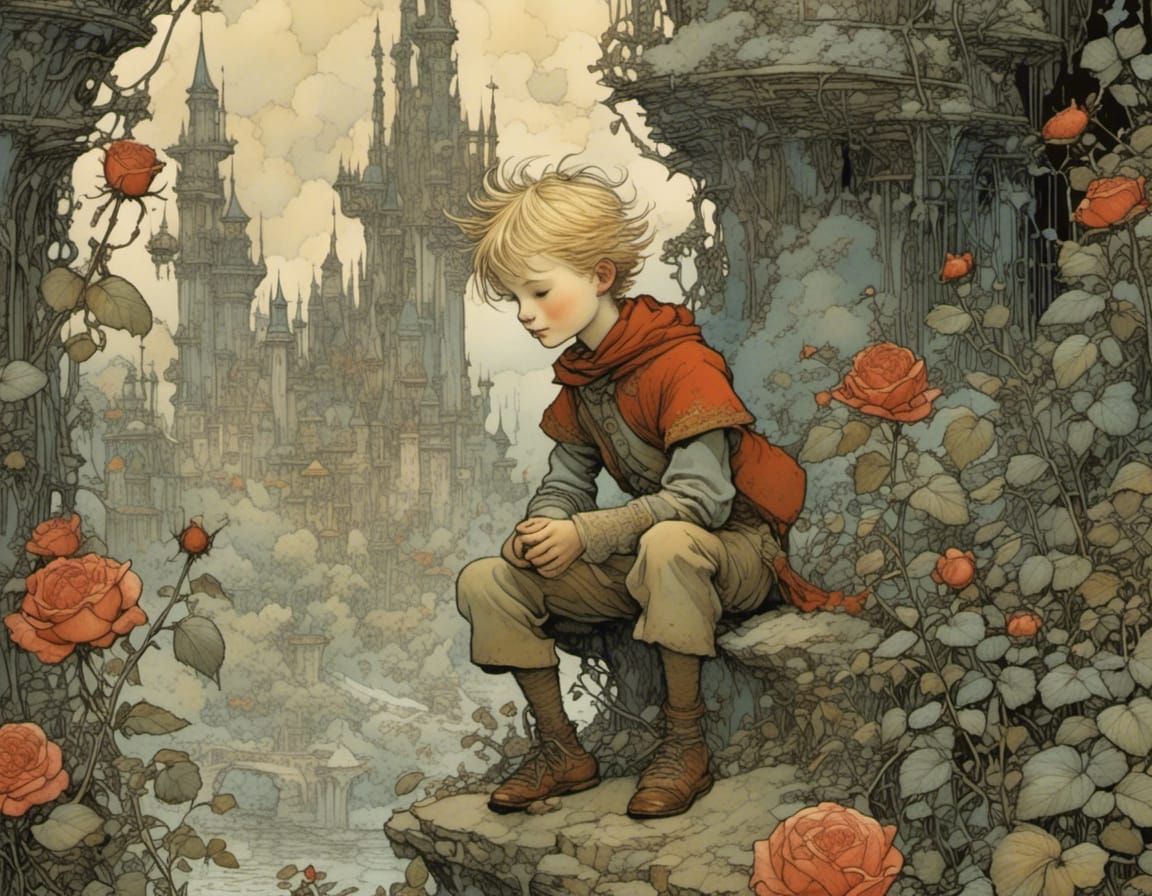 The Little Prince and Rose: Detailed Illustration