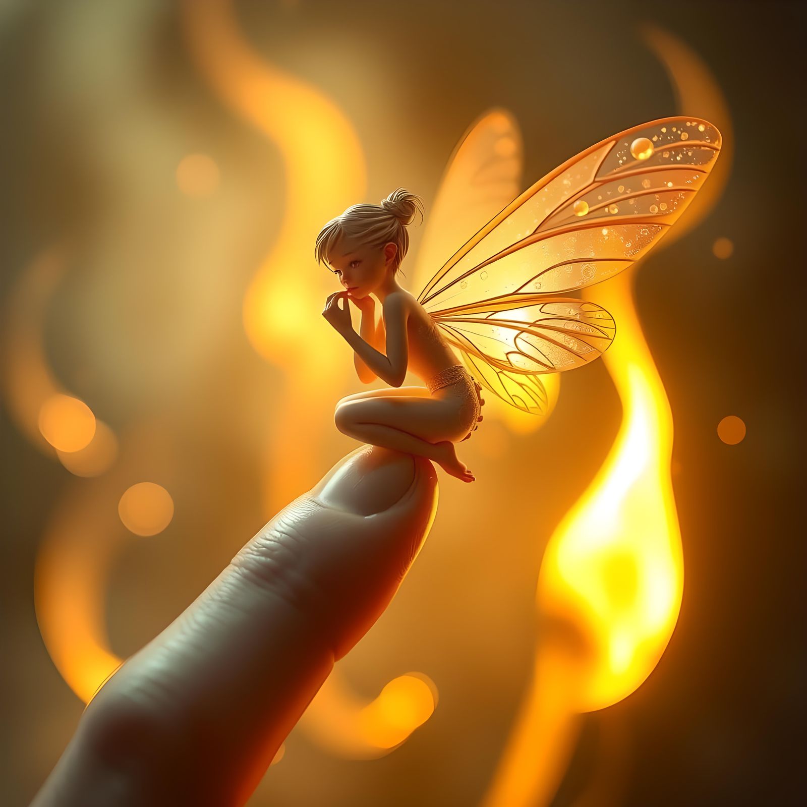 Fairy Fire on Finger: Fantasy Concept Art