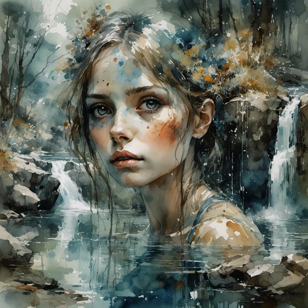 Waterfall Woman: Double Exposure Installation Art