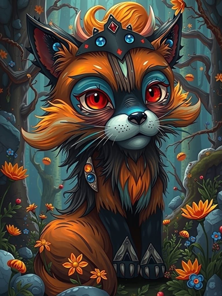 Enchanted Forest Fox in Whimsical Oil Painting Style