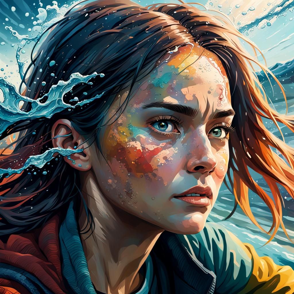 Hyperrealistic Train Veering Towards Water