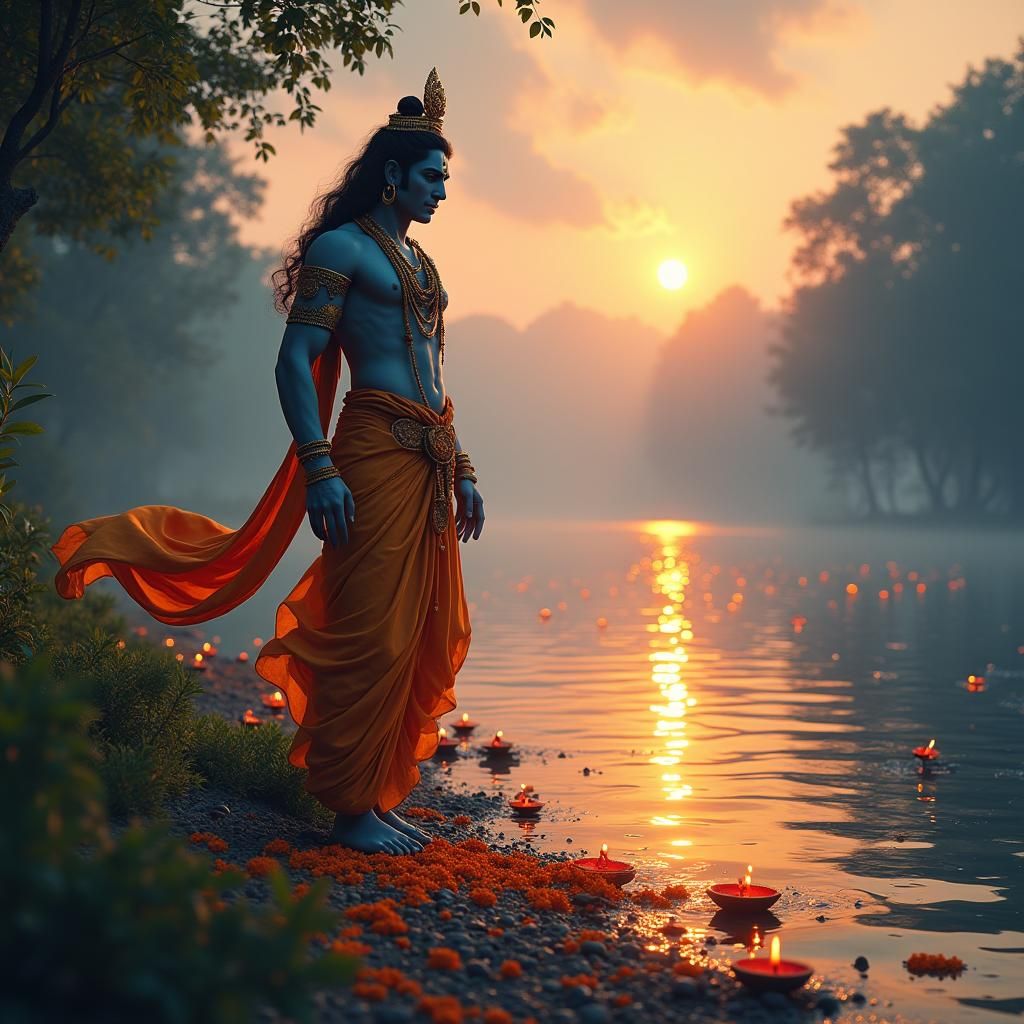 Karna Performing Pitru Paksha Ceremony: Hyper-Realistic Matt...