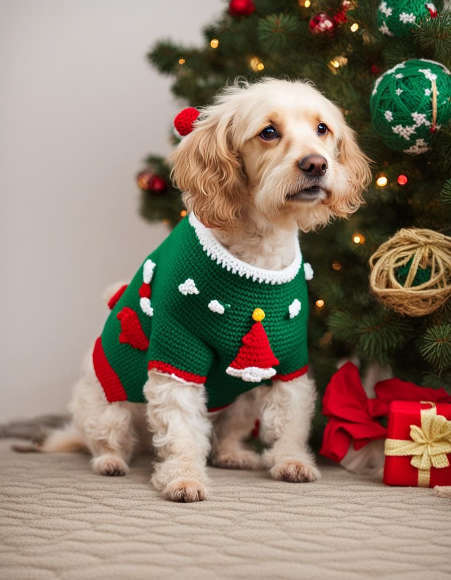 Dog in a Christmas Sweater 1