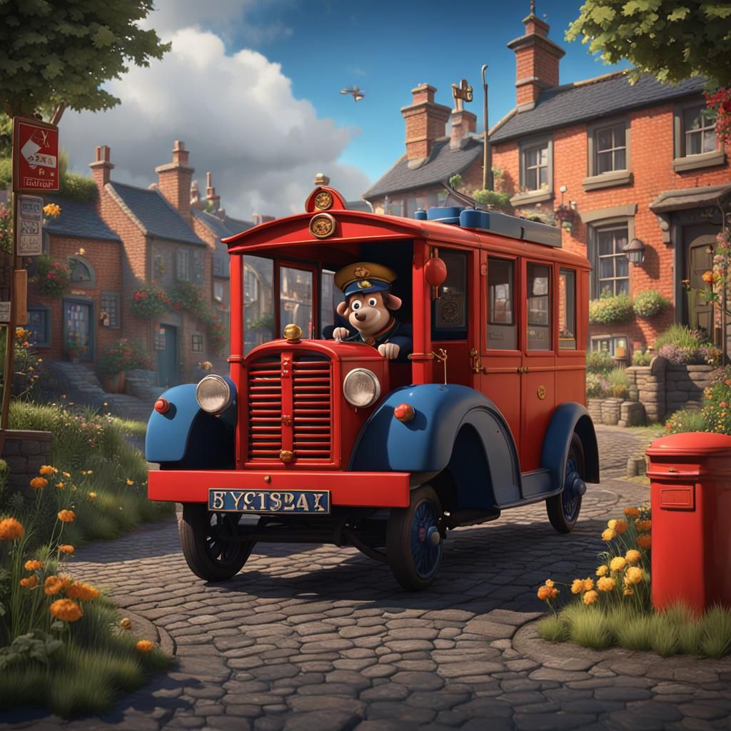 Detailed Matte Painting of Postman Pat