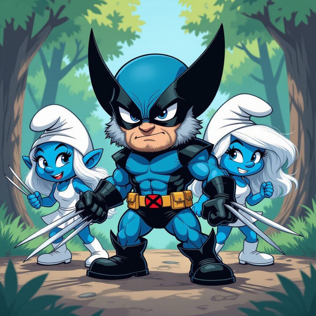 X-Men Smurf Hybrids in Comic Book Style