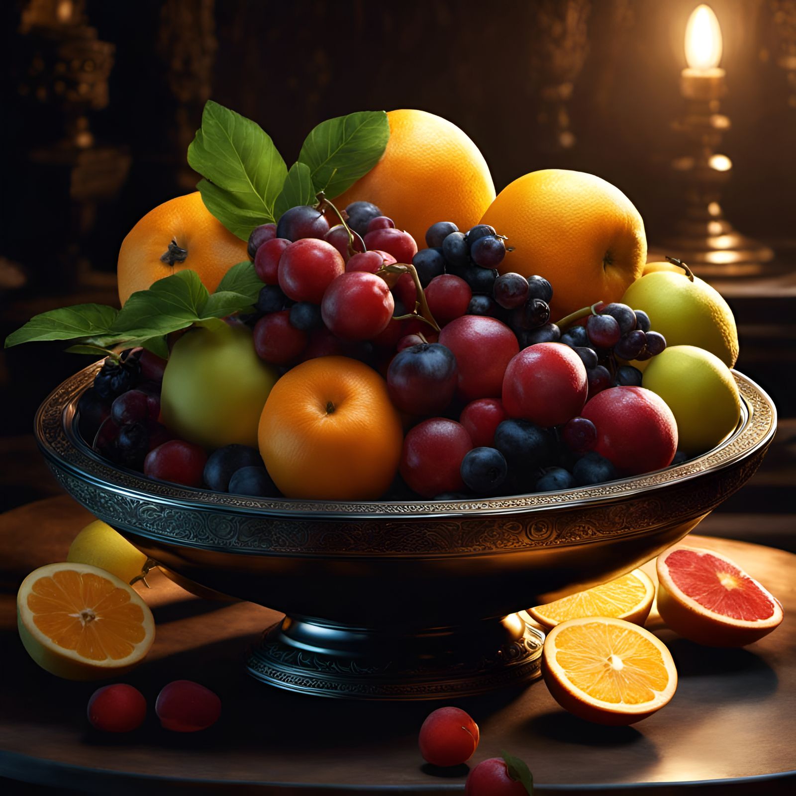 Hyperrealistic Still-Life of Fruit Bowl