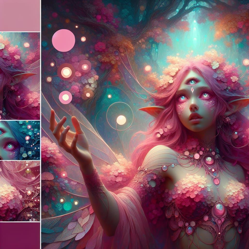 Three-Eyed Pink Fairy Cora in Matte Painting Style