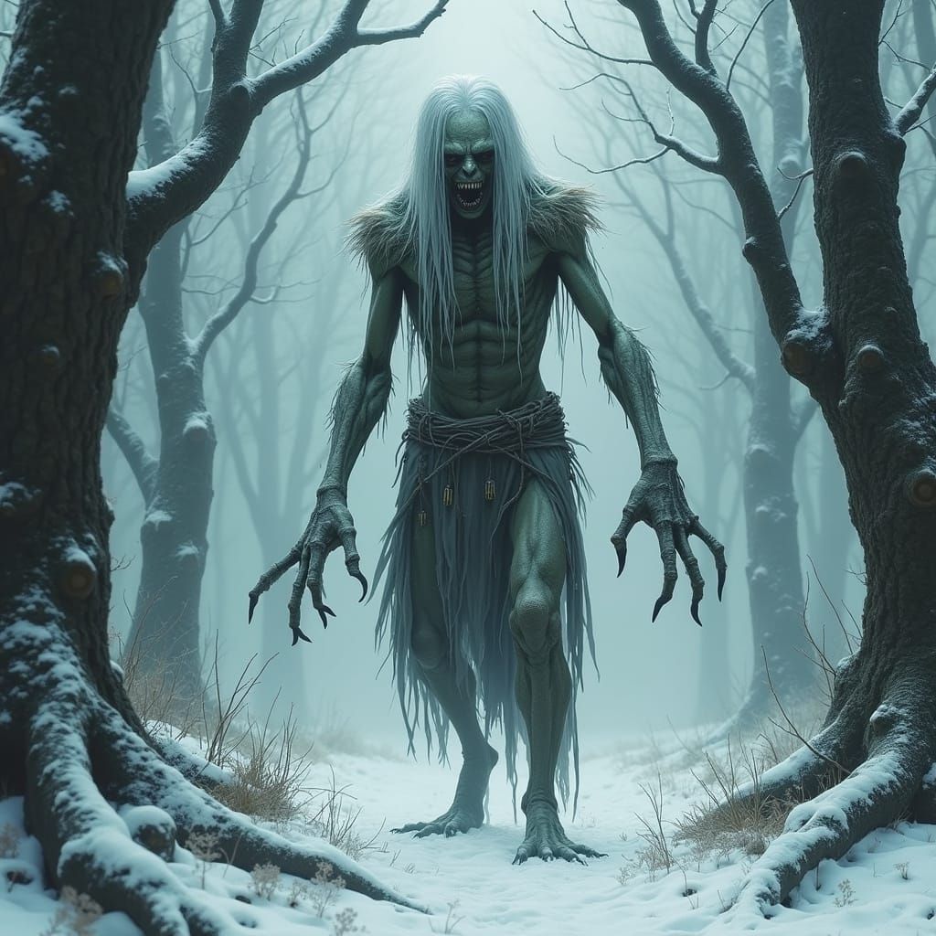 Terrifying Wendigo in Dark Gothic Fantasy