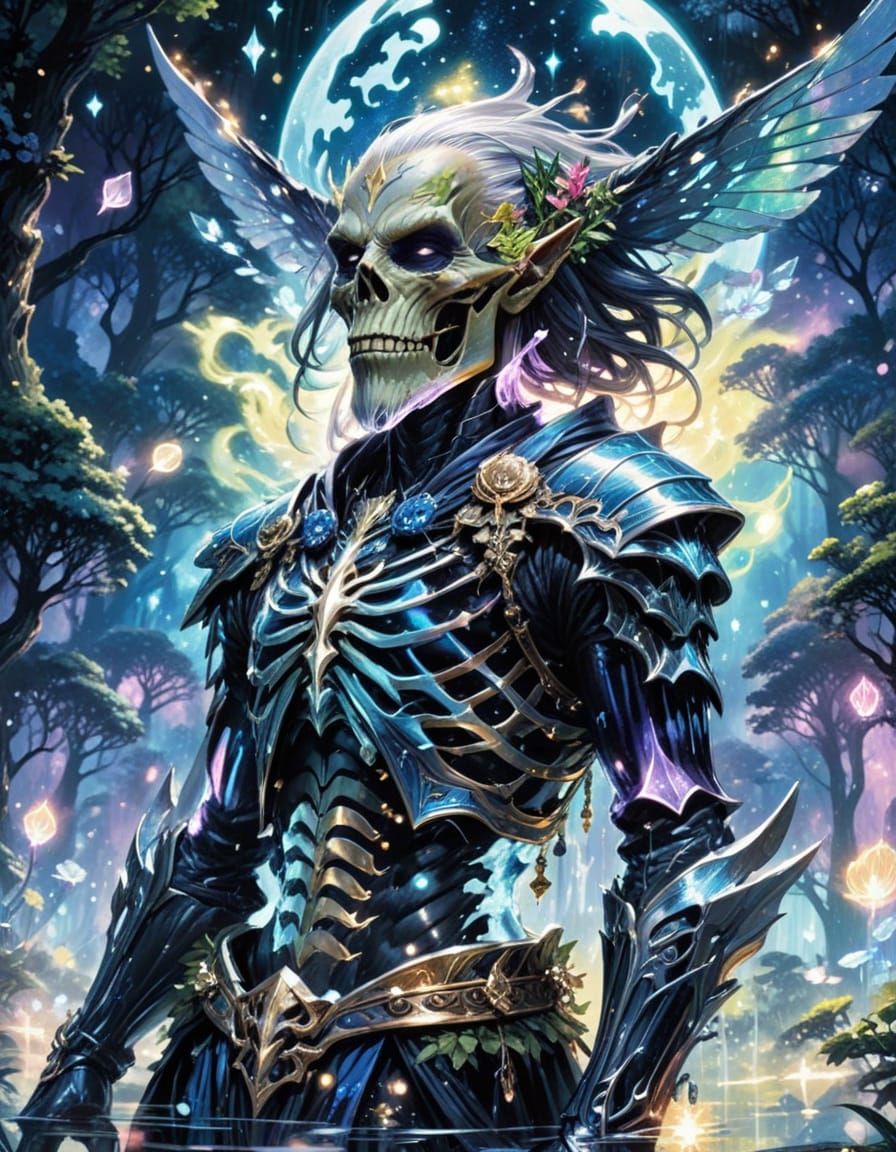 Ethereal Dark Elf in Neon Forest Glows