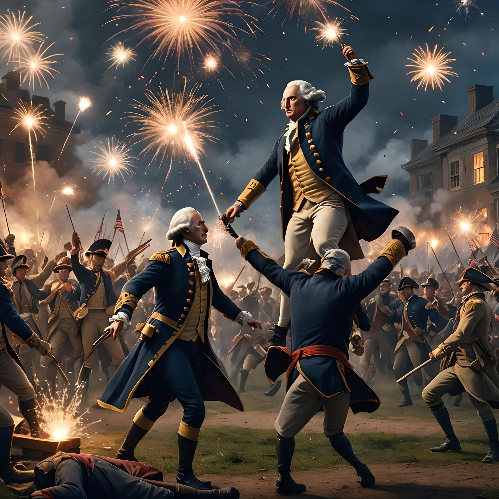 Revolutionary War Fight Scene in Detailed Matte Painting