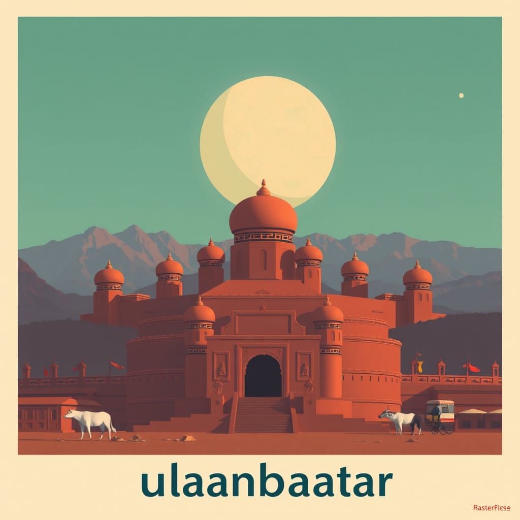 Ulaanbaatar Travel Poster in Ghibli Style