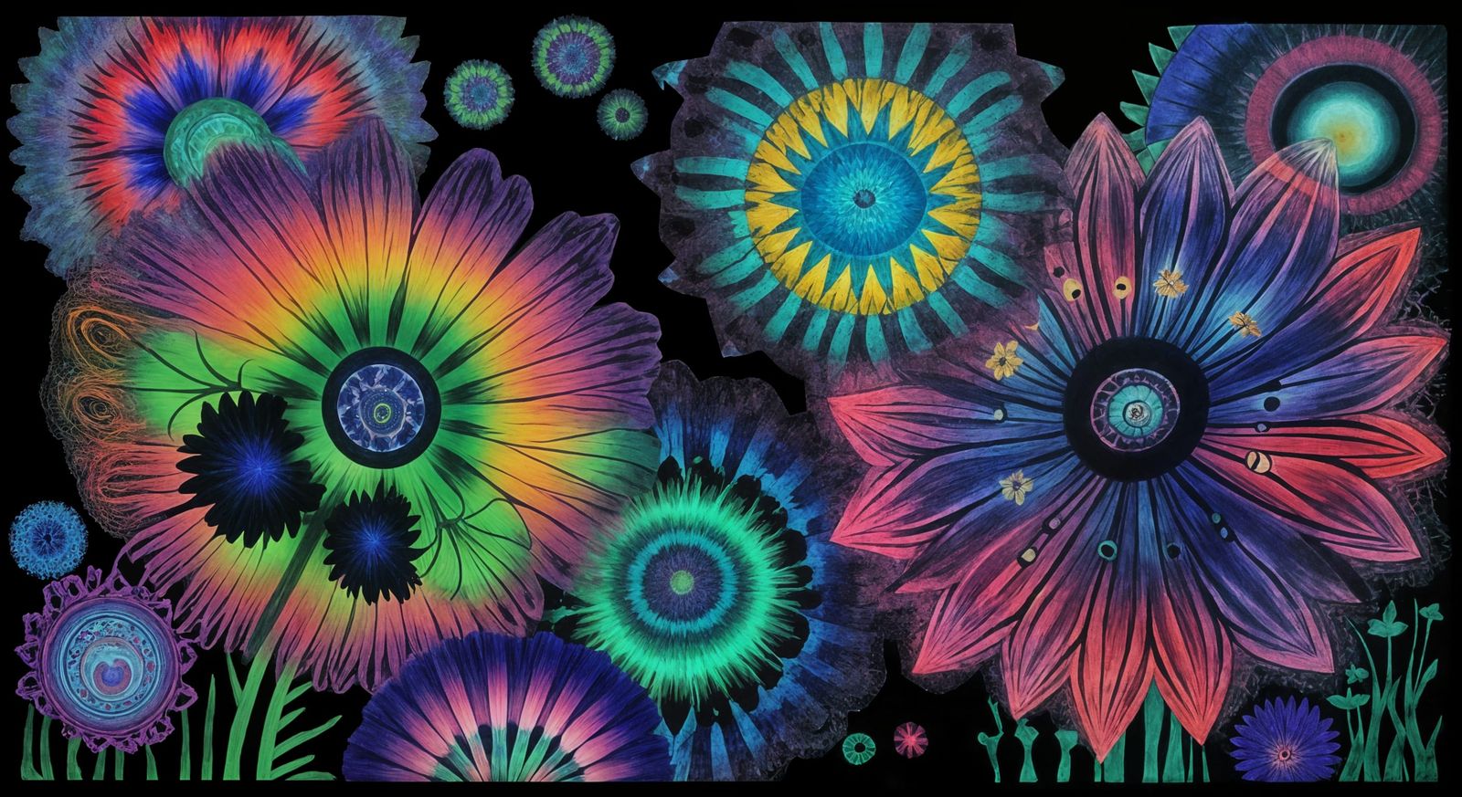 Bizarre Creature in Kaleidoscopic Dark Meadow